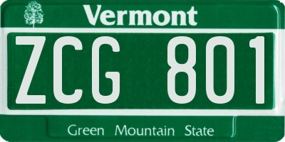 VT license plate ZCG801