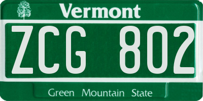 VT license plate ZCG802