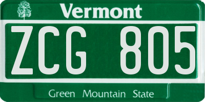 VT license plate ZCG805