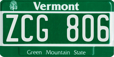VT license plate ZCG806