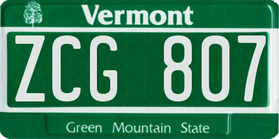 VT license plate ZCG807