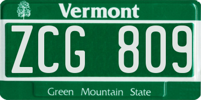 VT license plate ZCG809