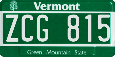 VT license plate ZCG815
