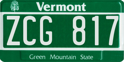 VT license plate ZCG817