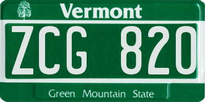 VT license plate ZCG820