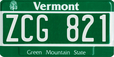 VT license plate ZCG821