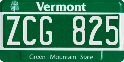 VT license plate ZCG825
