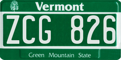 VT license plate ZCG826