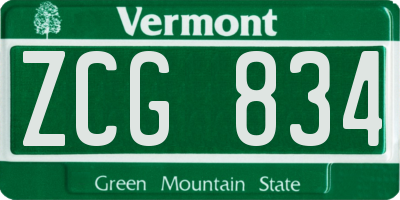 VT license plate ZCG834