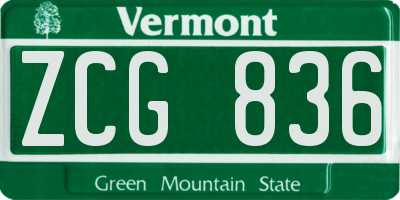VT license plate ZCG836