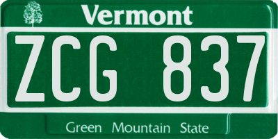 VT license plate ZCG837