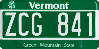 VT license plate ZCG841