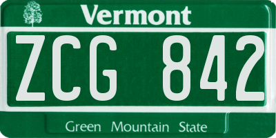 VT license plate ZCG842