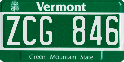 VT license plate ZCG846