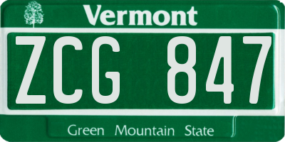 VT license plate ZCG847