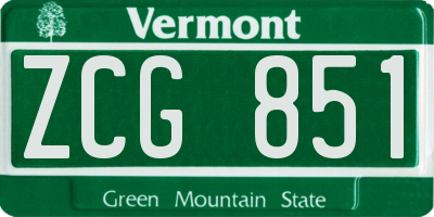 VT license plate ZCG851