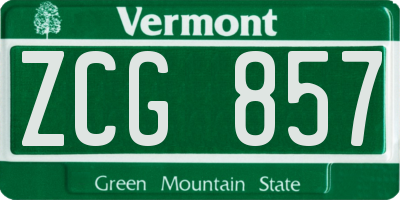 VT license plate ZCG857