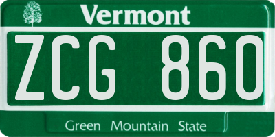 VT license plate ZCG860
