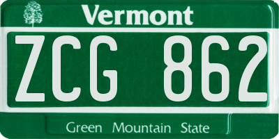 VT license plate ZCG862