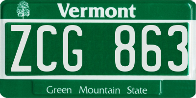 VT license plate ZCG863