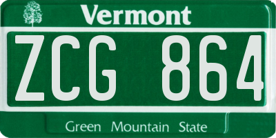 VT license plate ZCG864