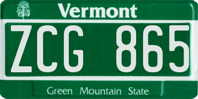 VT license plate ZCG865