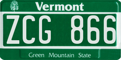 VT license plate ZCG866