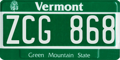 VT license plate ZCG868