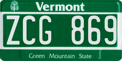 VT license plate ZCG869