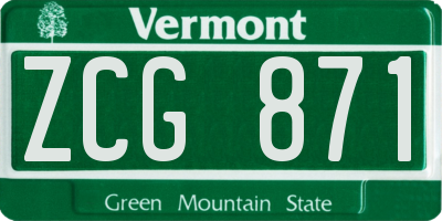 VT license plate ZCG871