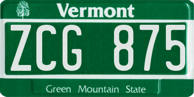 VT license plate ZCG875