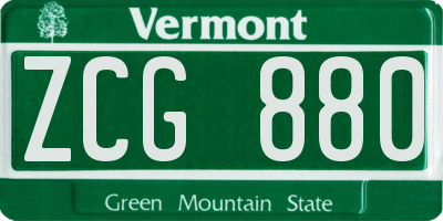 VT license plate ZCG880