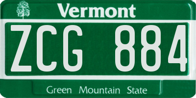 VT license plate ZCG884