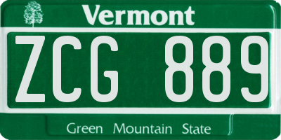 VT license plate ZCG889