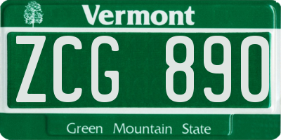 VT license plate ZCG890