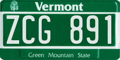 VT license plate ZCG891