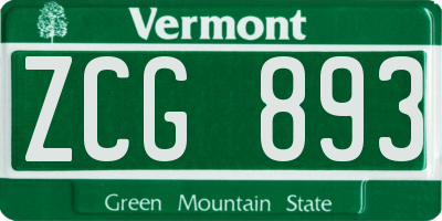 VT license plate ZCG893