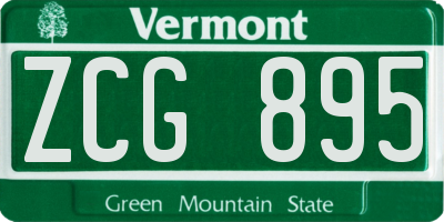 VT license plate ZCG895