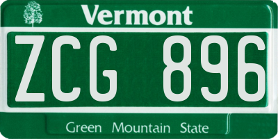 VT license plate ZCG896