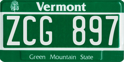 VT license plate ZCG897