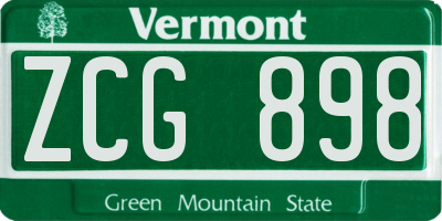 VT license plate ZCG898