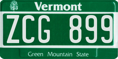VT license plate ZCG899