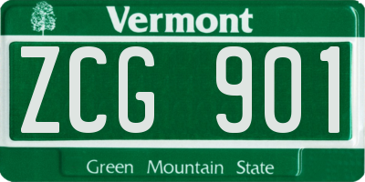 VT license plate ZCG901