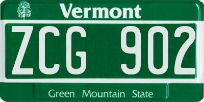 VT license plate ZCG902