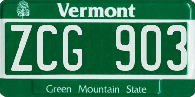 VT license plate ZCG903