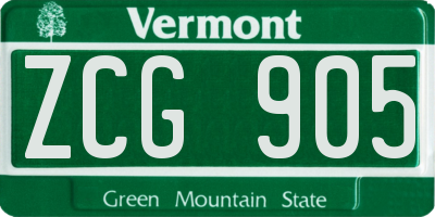 VT license plate ZCG905
