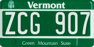 VT license plate ZCG907