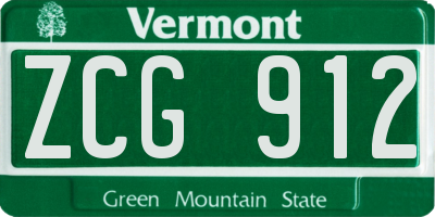 VT license plate ZCG912