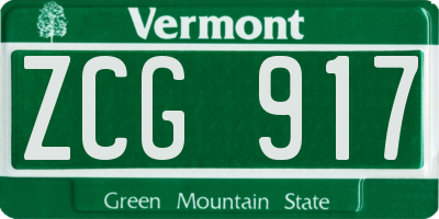 VT license plate ZCG917