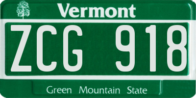 VT license plate ZCG918